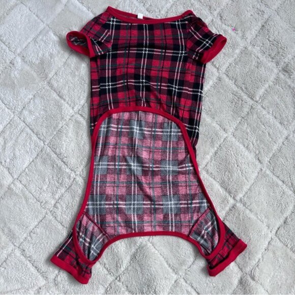 Merry Lane | Red and Black Plaid Christmas Pet Pajamas | Size Large - Picture 3 of 7